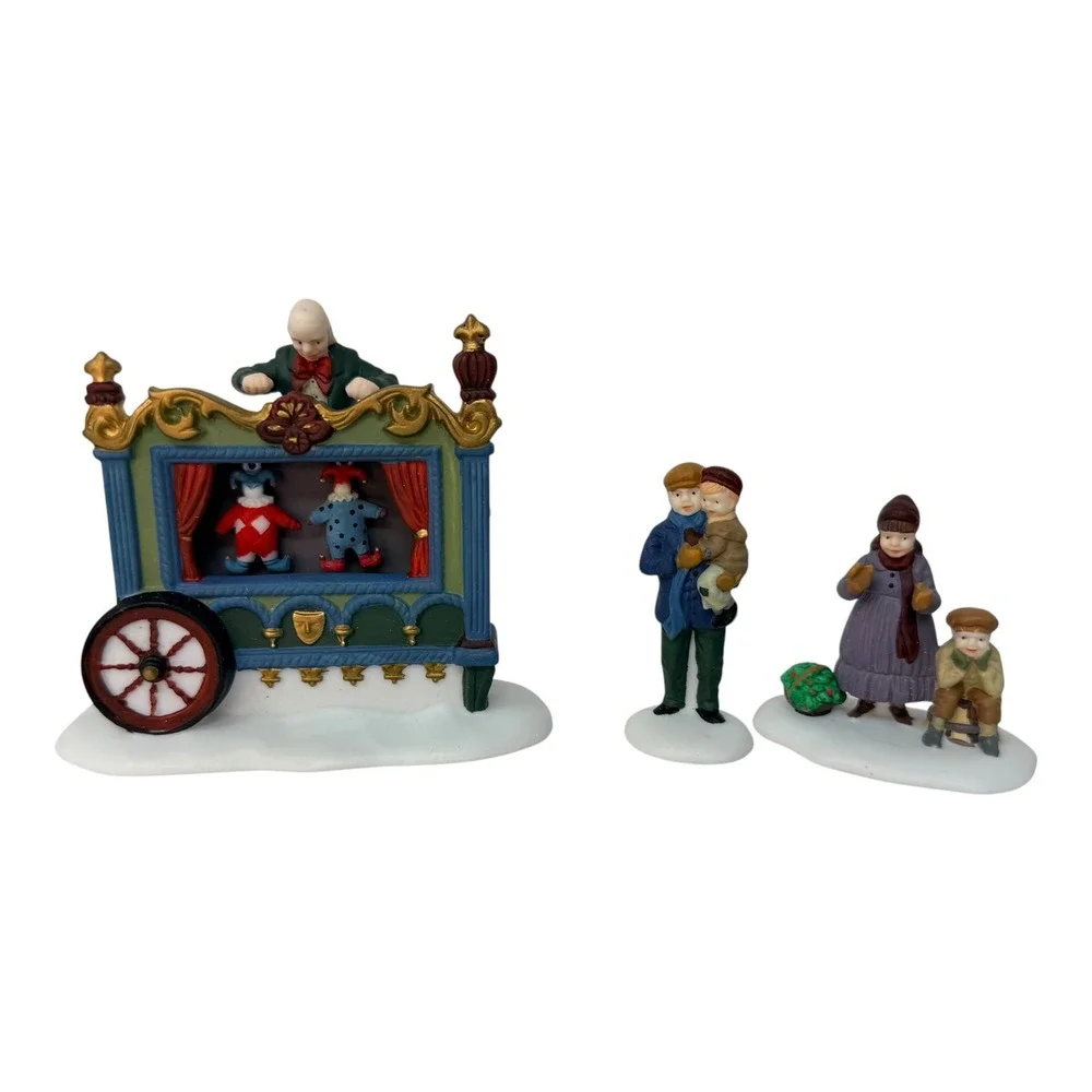 Dept 56 Heritage Village The Old Puppeteer Porcelain Multicolor 3pc Puppet Show